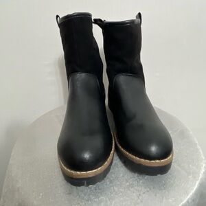 Nautica Women’s Winter Boots Size 7 Black Faux Leather Suede Sherpa Lined(B18)&